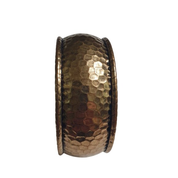 Rustic Vintage Style Hammered Copper Bracelet Distressed Finish Wide Band Design - Picture 5 of 5